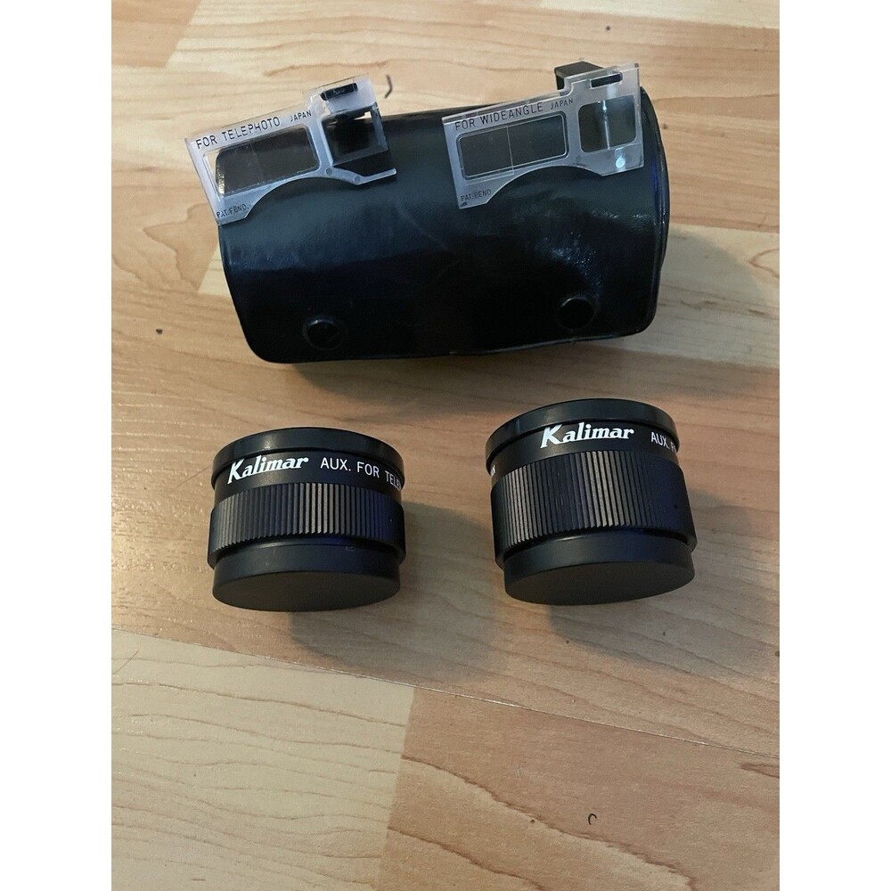 Vtg Kalimar Auxiliary Lens Set - Wide Angle & Telephoto w/ Viewfinders & Case